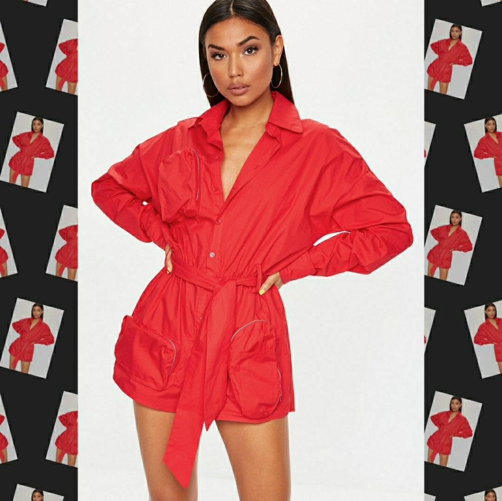 Missguided Oversized cargo Playsuit Romper Med